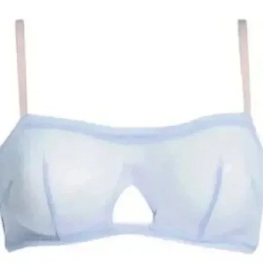 NWT $78 HAH Wired Mesh Bra Periwinkle Blue Sheer Unlined Fairy Sz 30-38 A-Cup
